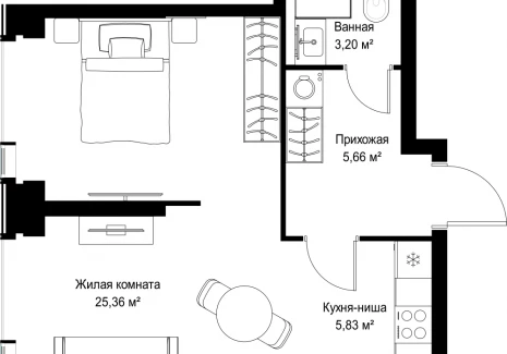 1-комнатная квартира - Вишневая, 7 / ЖК СИТИДЗЕН - фото 1