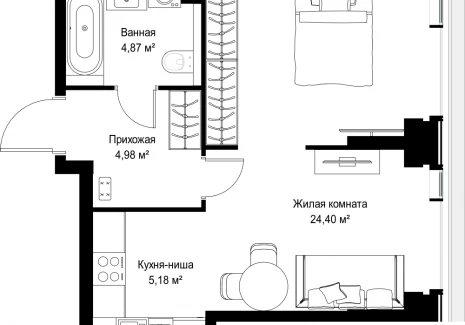 1-комнатная квартира - Вишневая, 7 / ЖК СИТИДЗЕН - фото 1