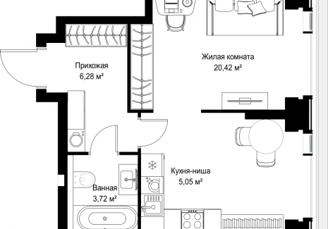 1-комнатная квартира - Вишневая, 7 / ЖК СИТИДЗЕН - фото 1