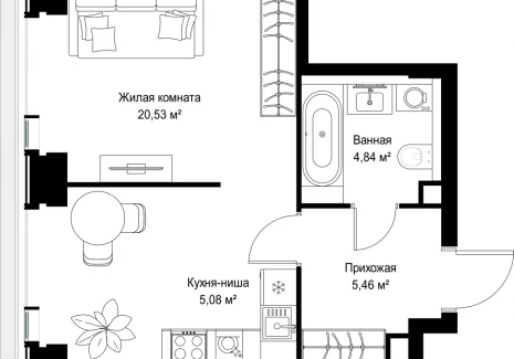 1-комнатная квартира - Вишневая, 7 / ЖК СИТИДЗЕН - фото 1