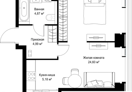 1-комнатная квартира - Вишневая, 7 / ЖК СИТИДЗЕН - фото 1