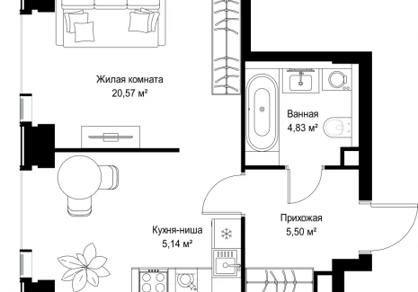 1-комнатная квартира - Вишневая, 7 / ЖК СИТИДЗЕН - фото 1