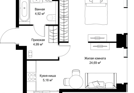 1-комнатная квартира - Вишневая, 7 / ЖК СИТИДЗЕН - фото 1