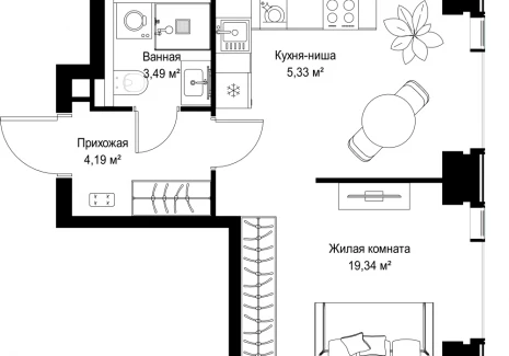 1-комнатная квартира - Вишневая, 7 / ЖК СИТИДЗЕН - фото 1