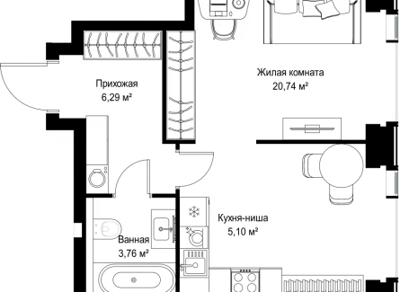 1-комнатная квартира - Вишневая, 7 / ЖК СИТИДЗЕН - фото 1
