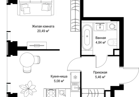 1-комнатная квартира - Вишневая, 7 / ЖК СИТИДЗЕН - фото 1