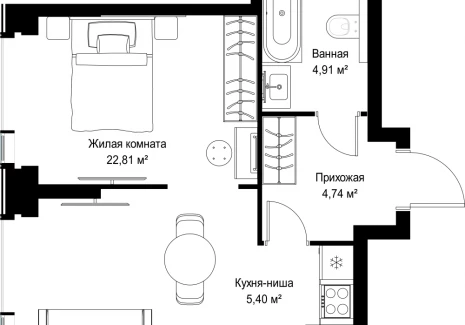 1-комнатная квартира - Вишневая, 7 / ЖК СИТИДЗЕН - фото 1