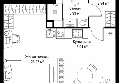1-комнатная квартира - Вишневая, 7 / ЖК СИТИДЗЕН - фото 1