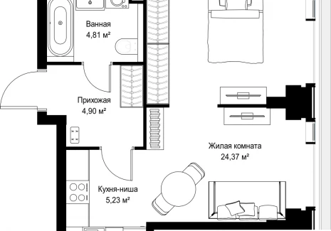 1-комнатная квартира - Вишневая, 7 / ЖК СИТИДЗЕН - фото 1