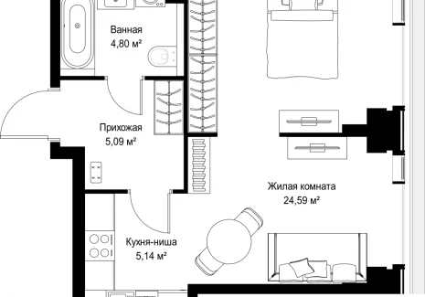 1-комнатная квартира - Вишневая, 7 / ЖК СИТИДЗЕН - фото 1