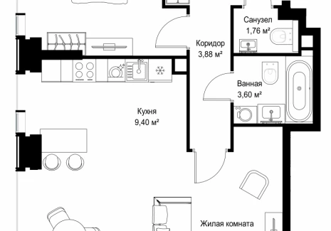 2-комнатная квартира - Вишневая, 7 / ЖК СИТИДЗЕН - фото 1