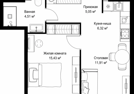 1-комнатная квартира - Вишневая, 7 / ЖК СИТИДЗЕН - фото 1