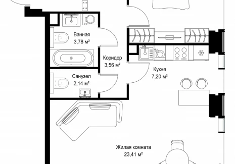 2-комнатная квартира - Вишневая, 7 / ЖК СИТИДЗЕН - фото 1