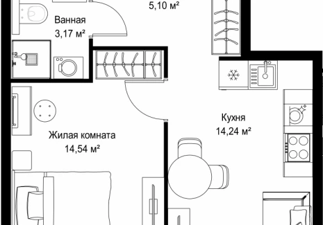 1-комнатная квартира - Вишневая, 7 / ЖК СИТИДЗЕН - фото 1