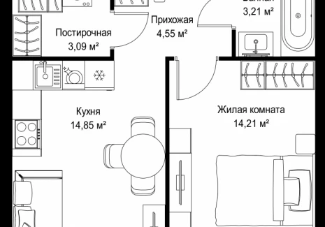 1-комнатная квартира - Вишневая, 7 / ЖК СИТИДЗЕН - фото 1