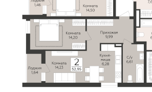 2-комнатная квартира - 9-я просека 2 линия / ЖК Клубный квартал БАРБОШИНА ПОЛЯНА - фото 1