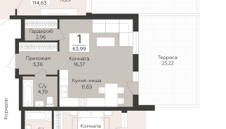 1-комнатная квартира - 9-я просека 2 линия / ЖК Клубный квартал БАРБОШИНА ПОЛЯНА - фото 1