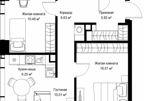 2-комнатная квартира - ул. Верейская, 29/42 / ЖК ВЕЕР - фото 1