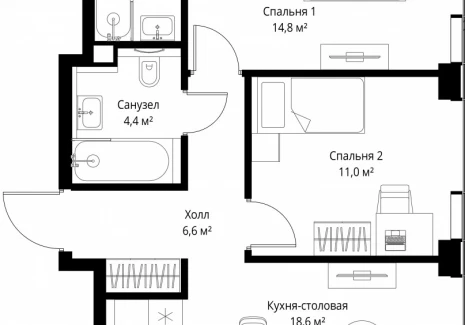 2-комнатная квартира - ул. Верейская, 29/35 / ЖК ВЕЕР - фото 1