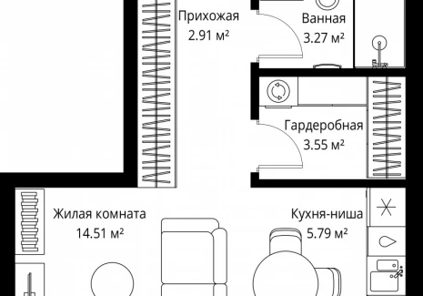 1-комнатная квартира - ул. Верейская, 29/42 / ЖК ВЕЕР - фото 1