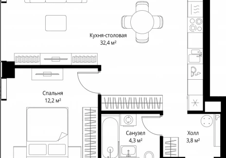1-комнатная квартира - ул. Верейская, 29/35 / ЖК ВЕЕР - фото 1