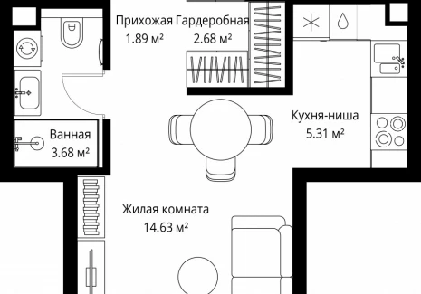 1-комнатная квартира - ул. Верейская, 29/42 / ЖК ВЕЕР - фото 1