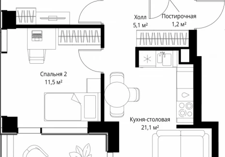 2-комнатная квартира - ул. Верейская, 29/35 / ЖК ВЕЕР - фото 1