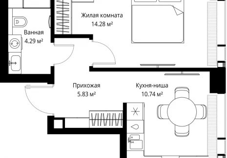 1-комнатная квартира - ул. Верейская, 29/42 / ЖК ВЕЕР - фото 1