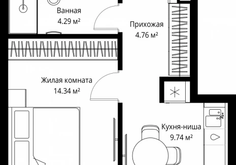 1-комнатная квартира - ул. Верейская, 29/42 / ЖК ВЕЕР - фото 1