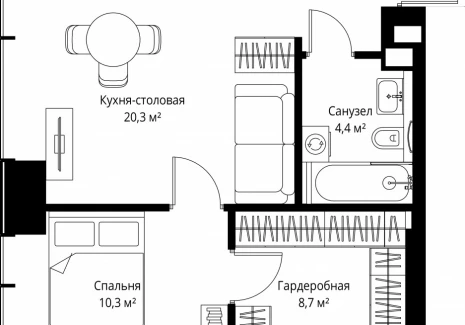 1-комнатная квартира - ул. Верейская, 29/35 / ЖК ВЕЕР - фото 1