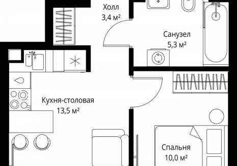 1-комнатная квартира - ул. Верейская, 29/35 / ЖК ВЕЕР - фото 1