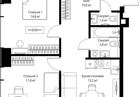 2-комнатная квартира - ул. Верейская, 29/35 / ЖК ВЕЕР - фото 1