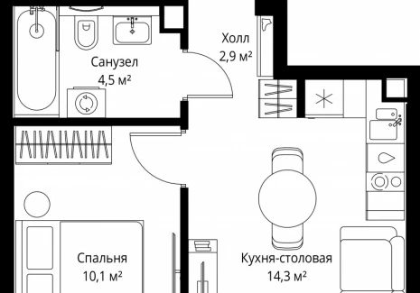 1-комнатная квартира - ул. Верейская, 29/35 / ЖК ВЕЕР - фото 1