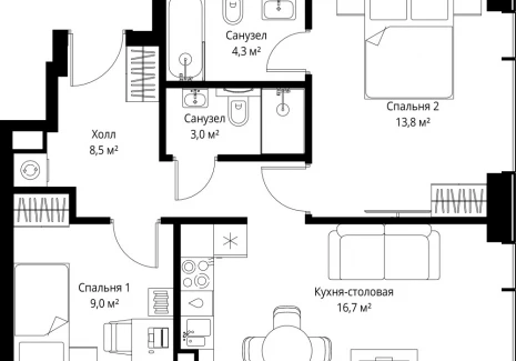 2-комнатная квартира - ул. Верейская, 29/35 / ЖК ВЕЕР - фото 1