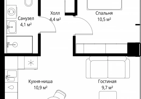 1-комнатная квартира - ул. Верейская, 29/35 / ЖК ВЕЕР - фото 1
