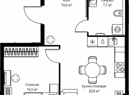 1-комнатная квартира - ул. Верейская, 29/35 / ЖК ВЕЕР - фото 1
