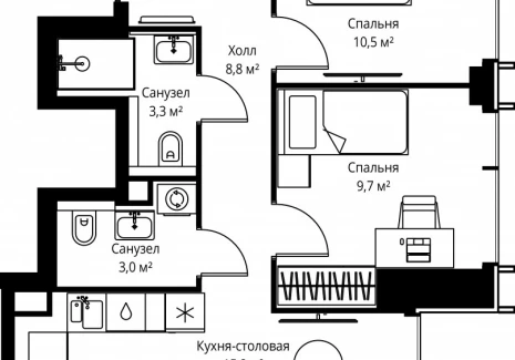 2-комнатная квартира - ул. Верейская, 29/35 / ЖК ВЕЕР - фото 1