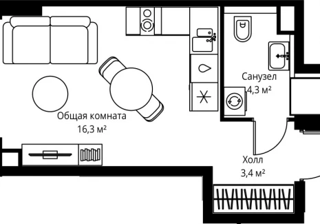1-комнатная квартира - ул. Верейская, 29/35 / ЖК ВЕЕР - фото 1