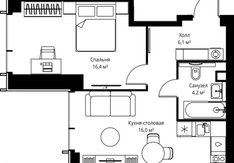 1-комнатная квартира - ул. Верейская, 29/35 / ЖК ВЕЕР - фото 1