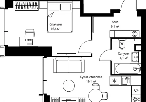 1-комнатная квартира - ул. Верейская, 29/35 / ЖК ВЕЕР - фото 1