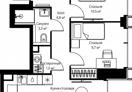 2-комнатная квартира - ул. Верейская, 29/35 / ЖК ВЕЕР - фото 1