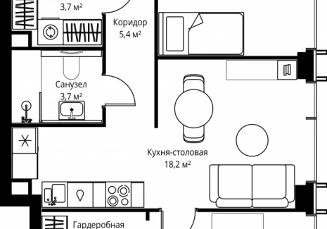 2-комнатная квартира - ул. Верейская, 29/35 / ЖК ВЕЕР - фото 1