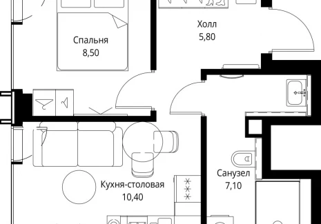 1-комнатная квартира - ул. Верейская, 29/35 / ЖК ВЕЕР - фото 1