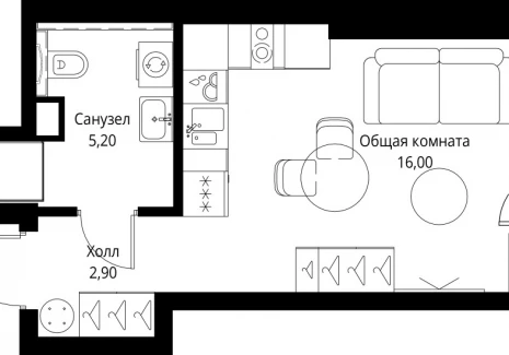 1-комнатная квартира - ул. Верейская, 29/35 / ЖК ВЕЕР - фото 1
