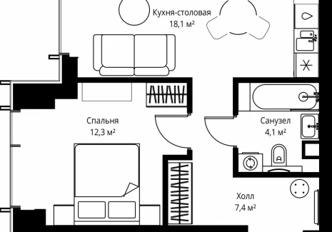 1-комнатная квартира - ул. Верейская, 29/35 / ЖК ВЕЕР - фото 1