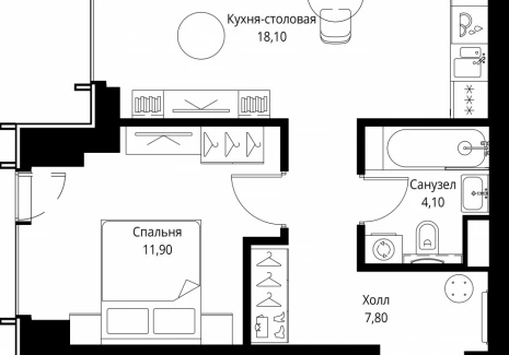 1-комнатная квартира - ул. Верейская, 29/35 / ЖК ВЕЕР - фото 1