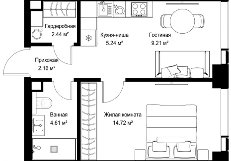 1-комнатная квартира - ул. Верейская, 29/42 / ЖК ВЕЕР - фото 1