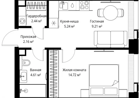 1-комнатная квартира - ул. Верейская, 29/42 / ЖК ВЕЕР - фото 1
