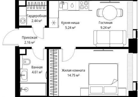 1-комнатная квартира - ул. Верейская, 29/42 / ЖК ВЕЕР - фото 1