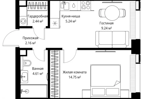 1-комнатная квартира - ул. Верейская, 29/42 / ЖК ВЕЕР - фото 1